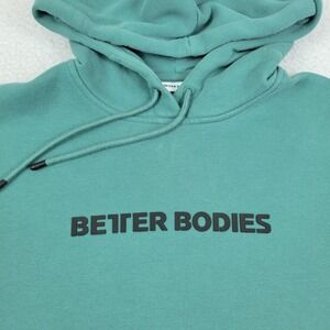 Better Bodies Hoodie Mens Small Green Pullover Logo Fleece Athletic Gym Training